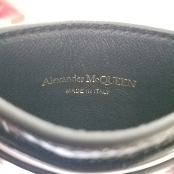 Alexander McQueen Skull Croc Embossed Leather Card Holder Black - Picture 3 of 7